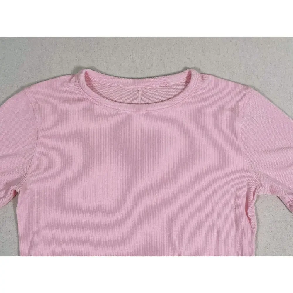 Lululemon Hold Tight Short Sleeve Shirt Size 2 Pink Peony Lounge Comfort Minimal